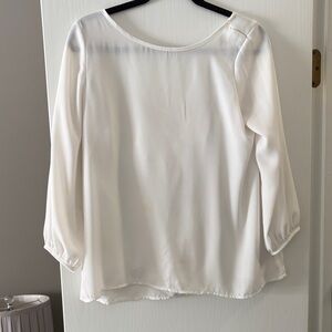 Love Culture White Long-Sleeve Scoop Neck Blouse